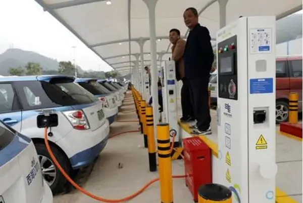 -	Electric taxi fleet charging station in Shenzhen, China 