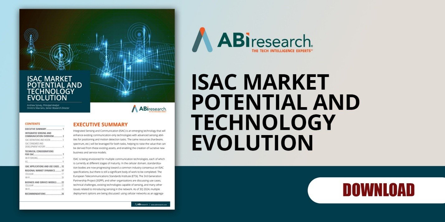 A graphic to download whitepaper on ISAC market potential and technology evolution